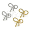 Oro Laminado Stud Earring, Gold Filled Style Bow and Twist Design, Diamond Cutting Finish, Golden Finish, 02.341.0207