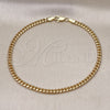 Oro Laminado Basic Anklet, Gold Filled Style Miami Cuban Design, Polished, Golden Finish, 04.63.1413.10 (100 Gauge, 04 MM Thickness, 10 Inches Length)