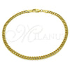 Oro Laminado Basic Anklet, Gold Filled Style Miami Cuban Design, Polished, Golden Finish, 04.63.1413.10 (100 Gauge, 04 MM Thickness, 10 Inches Length)