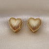 Oro Laminado Huggie Hoop, Gold Filled Style Heart Design, Diamond Cutting Finish, Golden Finish, 02.418.0002.14