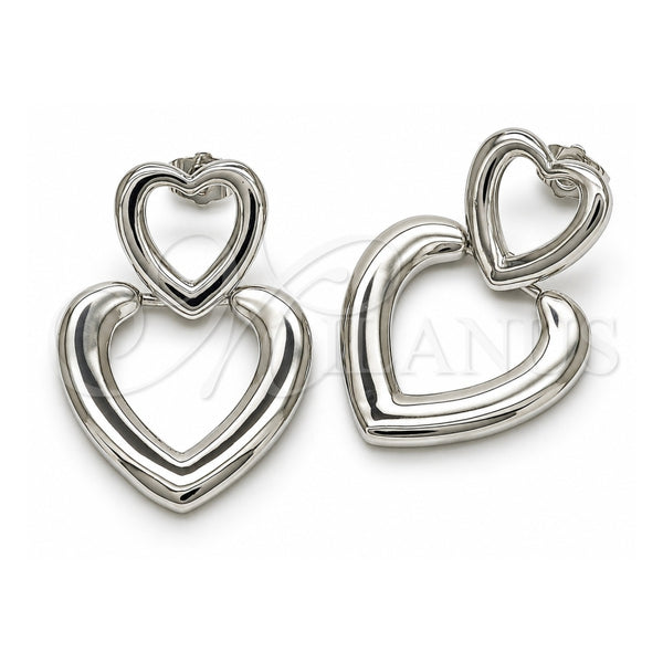 White Gold Filled Stud Earring, Heart Design, Polished, Rhodium Finish, 02.418.0003.1