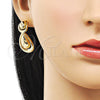 Oro Laminado Stud Earring, Gold Filled Style Teardrop Design, Polished, Golden Finish, 02.418.0004