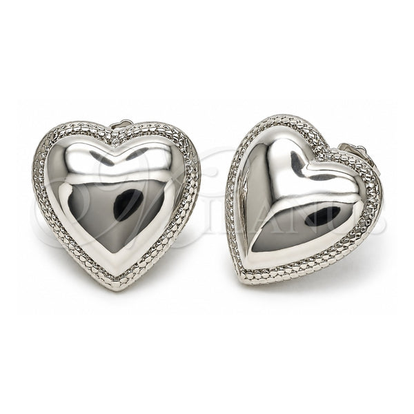 White Gold Filled Stud Earring, Heart Design, Polished, Rhodium Finish, 02.418.0005.1