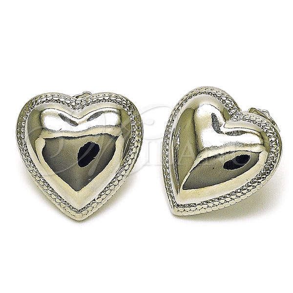 White Gold Filled Ring — Stud Earring Heart Design Polished 02. — main product view — SKU 155840 | Oro Laminado Blanco anillo — Stud Earring corazón diseño pulido 02. — SKU 155840