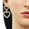 Oro Laminado Stud Earring, Gold Filled Style Heart Design, Polished, Golden Finish, 02.385.0057
