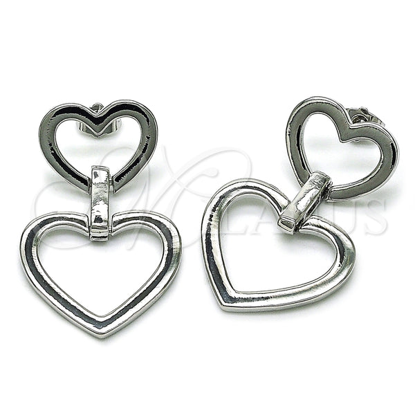 Rhodium Plated Stud Earring, Heart Design, Polished, Rhodium Finish, 02.385.0057.1