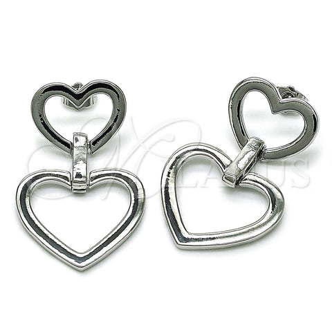 Rhodium Plated Stud Earring, Heart Design, Polished, Rhodium Finish, 02.385.0057.1