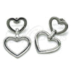 Rhodium Plated Stud Earring, Heart Design, Polished, Rhodium Finish, 02.385.0057.1