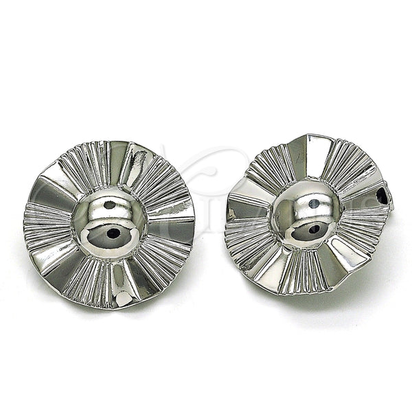 Rhodium Plated Stud Earring, Chunky Design, Diamond Cutting Finish, Rhodium Finish, 02.385.0058.1