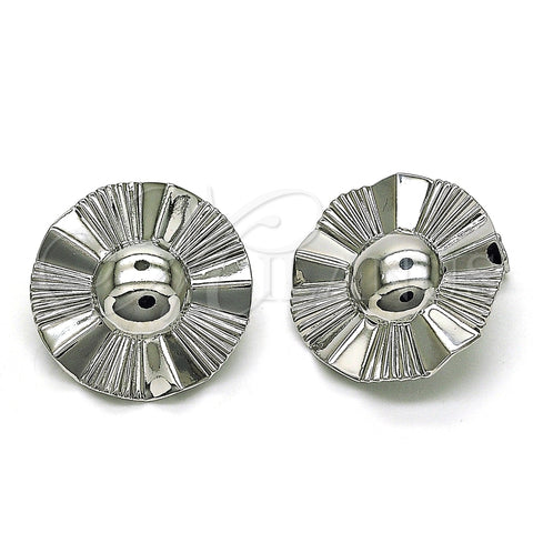 Rhodium Plated Stud Earring, Chunky Design, Diamond Cutting Finish, Rhodium Finish, 02.385.0058.1