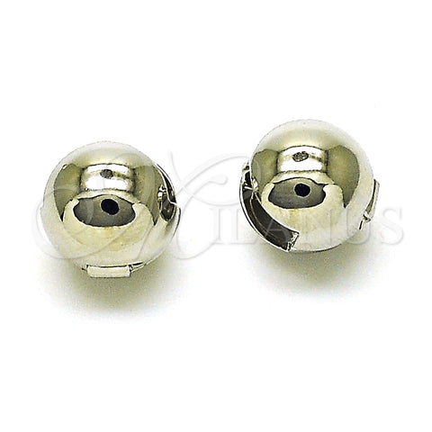 Rhodium Plated Huggie Hoop, Ball and Hollow Design, Polished, Rhodium Finish, 02.156.0675.1.12