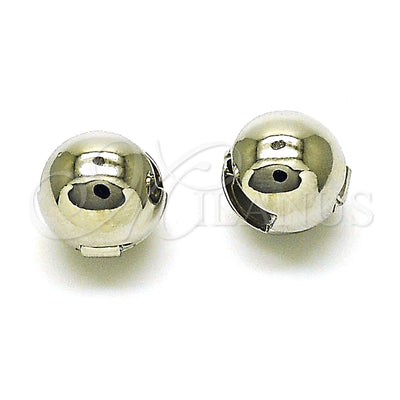 White Gold Filled Hoop Earrings — Huggie Hoop Ball and Hollow Design Polished 02. for wholesale, main product view