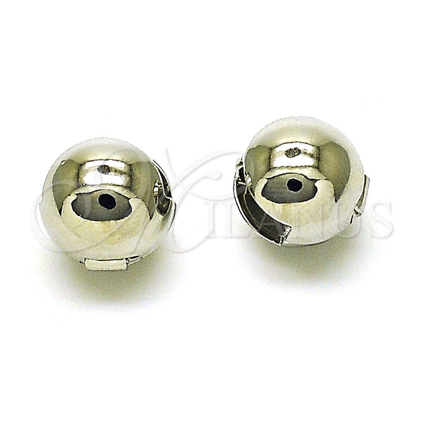 White Gold Filled Hoop Earrings — Huggie Hoop Ball and Hollow Design Polished 02. — main product view — SKU 155863 | Oro Laminado Blanco aretes de aro — Huggie Hoop Ball and Hollow diseño pulido 02. — SKU 155863