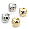 Oro Laminado Stud Earring, Gold Filled Style Heart Design, Polished, Golden Finish, 02.163.0325