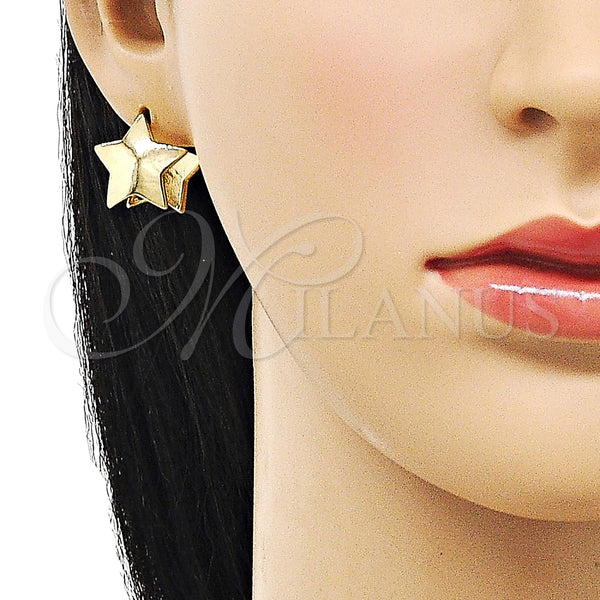 Gold Filled Hoop Earrings — Huggie Hoop Star Design Polished 02. — alternate product view — SKU 155869 | Oro Laminado aretes de aro — Huggie Hoop estrella diseño pulido 02. — SKU 155869
