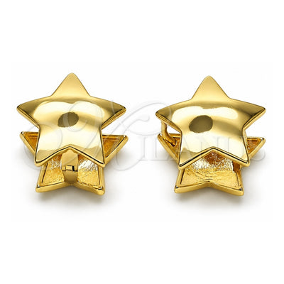 Oro Laminado Huggie Hoop, Gold Filled Style Star Design, Polished, Golden Finish, 02.163.0326.14