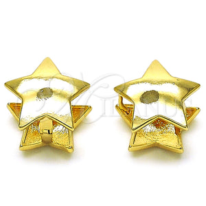 Gold Filled Hoop Earrings — Huggie Hoop Star Design Polished 02. — main product view — SKU 155869 | Oro Laminado aretes de aro — Huggie Hoop estrella diseño pulido 02. — SKU 155869