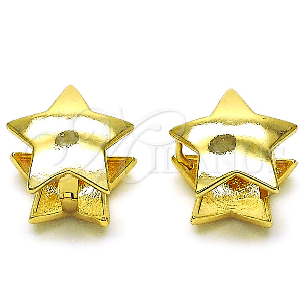 Gold Filled Hoop Earrings — Huggie Hoop Star Design Polished 02. — main product view — SKU 155869 | Oro Laminado aretes de aro — Huggie Hoop estrella diseño pulido 02. — SKU 155869