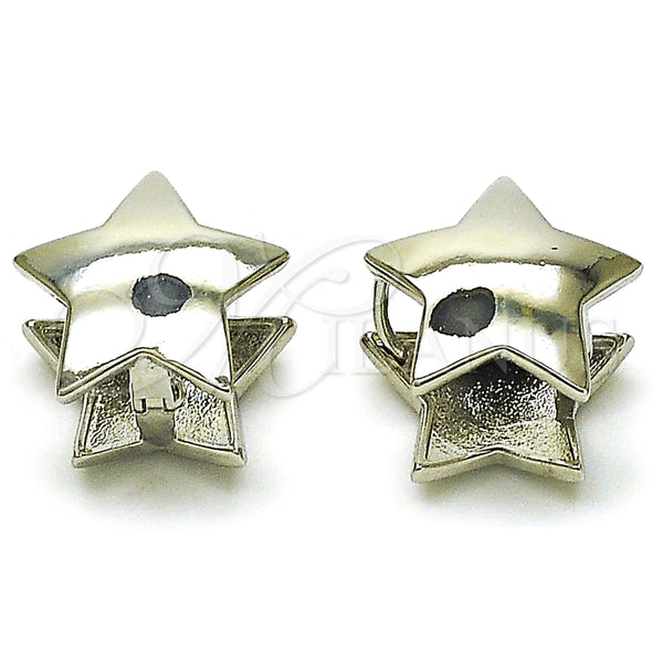 Rhodium Plated Huggie Hoop, Chunky Design, Polished, Rhodium Finish, 02.163.0326.1.14