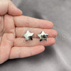 Rhodium Gold Filled Huggie Hoop, Star Design, Polished, Rhodium Finish, 02.163.0326.1.14