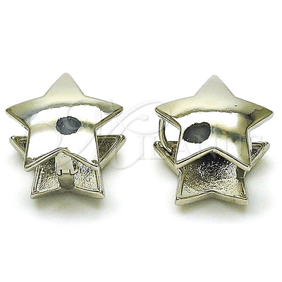 White Gold Filled Hoop Earrings — Huggie Hoop Star Design Polished 02. for wholesale, main product view