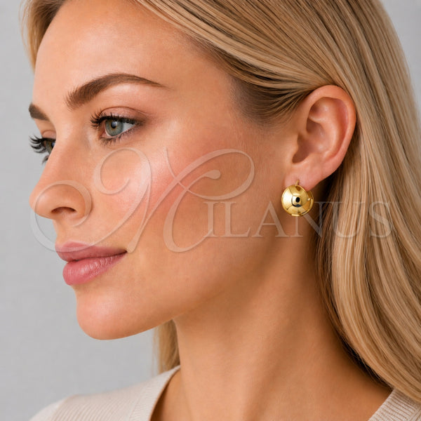 Gold Filled Hoop Earrings — Huggie Hoop Ball and Hollow Design Polished 02. — alternate product view — SKU 155871 | Oro Laminado aretes de aro — Huggie Hoop Ball and Hollow diseño pulido 02. — SKU 155871