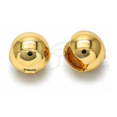 Oro Laminado Huggie Hoop, Gold Filled Style Ball and Hollow Design, Polished, Golden Finish, 02.163.0327.14