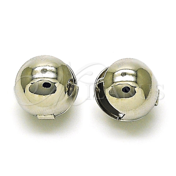 Rhodium Plated Huggie Hoop, Ball and Hollow Design, Polished, Rhodium Finish, 02.163.0327.1.14