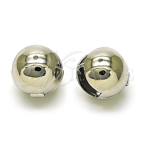 Rhodium Plated Huggie Hoop, Ball and Hollow Design, Polished, Rhodium Finish, 02.163.0327.1.14