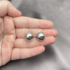 Rhodium Gold Filled Huggie Hoop, Ball and Hollow Design, Polished, Rhodium Finish, 02.163.0327.1.14