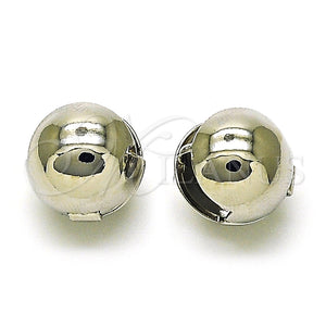 White Gold Filled Hoop Earrings — Huggie Hoop Ball and Hollow Design Polished 02. — main product view — SKU 155872 | Oro Laminado Blanco aretes de aro — Huggie Hoop Ball and Hollow diseño pulido 02. — SKU 155872