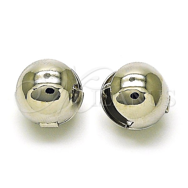 Rhodium Gold Filled Huggie Hoop, Ball and Hollow Design, Polished, Rhodium Finish, 02.163.0327.1.14