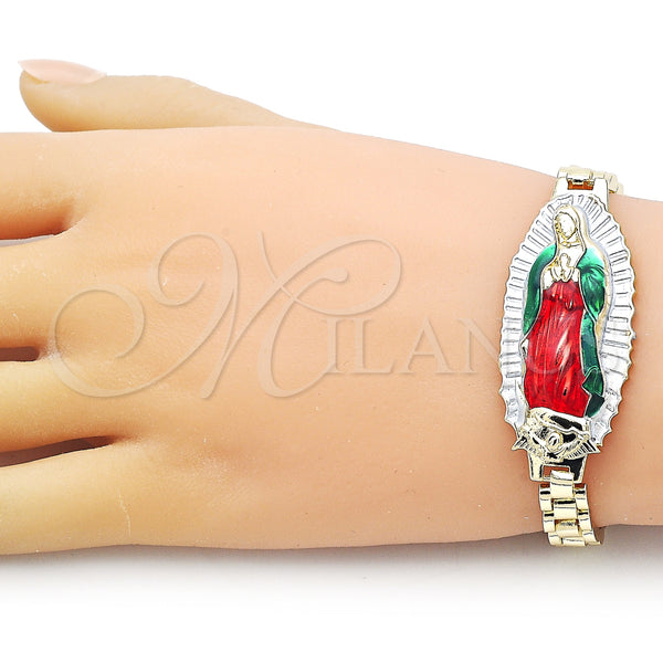 Gold Filled Bracelet — Fancy Bracelet Guadalupe Design Diamond Cutting Tricolor 03. — alternate product view — SKU 155889 | Oro Laminado brazalete — elegante Bracelet Guadalupe diseño Diamond Cutting Tricolor 03. — SKU 155889