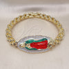 Oro Laminado Fancy Bracelet, Gold Filled Style Guadalupe Design, Diamond Cutting Finish, Tricolor, 03.411.0018.08 (08 MM Thickness, 8 Inches Length)