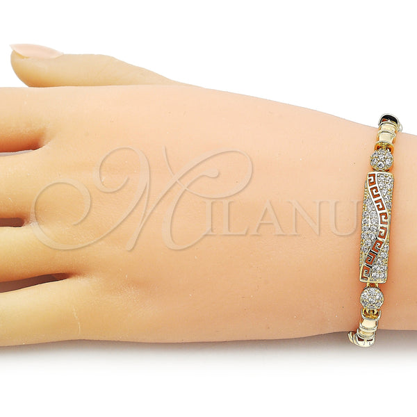 Gold Filled Bracelet — Fancy Bracelet Bamboo and Greek Key Design with — alternate product view — SKU 155903 | Oro Laminado brazalete — elegante Bracelet Bamboo and Greek Key diseño with — SKU 155903