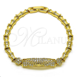 Gold Filled Bracelet — Fancy Bracelet Bamboo and Greek Key Design with — main product view — SKU 155903 | Oro Laminado brazalete — elegante Bracelet Bamboo and Greek Key diseño with — SKU 155903