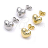 Oro Laminado Stud Earring, Gold Filled Style Heart and Hollow Design, Polished, Golden Finish, 02.341.0210