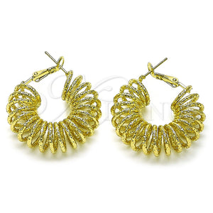 Gold Filled Hoop Earrings — Medium Hoop Spiral and Twist Design Diamond Cutting — main product view — SKU 155923 | Oro Laminado aretes de aro — Medium Hoop espiral and Twist diseño Diamond Cutting — SKU 155923