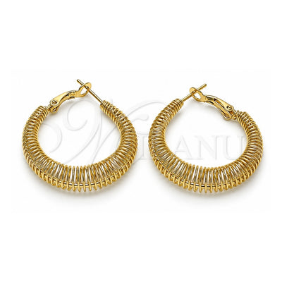 Oro Laminado Medium Hoop, Gold Filled Style Spiral Design, Polished, Golden Finish, 02.213.0682.30