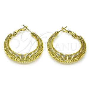 Gold Filled Hoop Earrings — Medium Hoop Spiral Design Polished 02. — main product view — SKU 155928 | Oro Laminado aretes de aro — Medium Hoop espiral diseño pulido 02. — SKU 155928