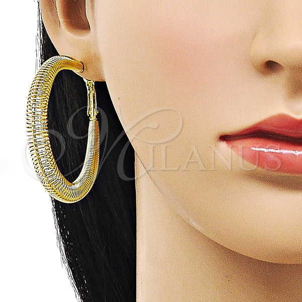 Gold Filled Hoop Earrings — Medium Hoop Spiral Design Polished 02. — alternate product view — SKU 155929 | Oro Laminado aretes de aro — Medium Hoop espiral diseño pulido 02. — SKU 155929