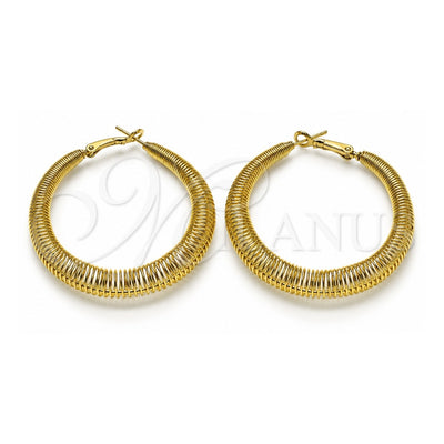 Oro Laminado Medium Hoop, Gold Filled Style Spiral Design, Polished, Golden Finish, 02.213.0682.50