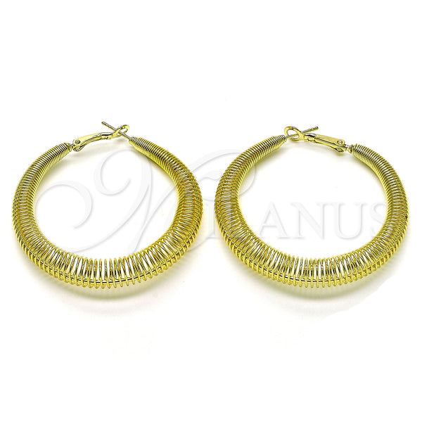 Gold Filled Hoop Earrings — Medium Hoop Spiral Design Polished 02. — main product view — SKU 155929 | Oro Laminado aretes de aro — Medium Hoop espiral diseño pulido 02. — SKU 155929