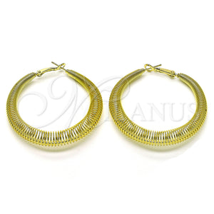 Gold Filled Hoop Earrings — Medium Hoop Spiral Design Polished 02. — main product view — SKU 155929 | Oro Laminado aretes de aro — Medium Hoop espiral diseño pulido 02. — SKU 155929