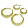 Oro Laminado Medium Hoop, Gold Filled Style Spiral Design, Polished, Golden Finish, 02.213.0682.50