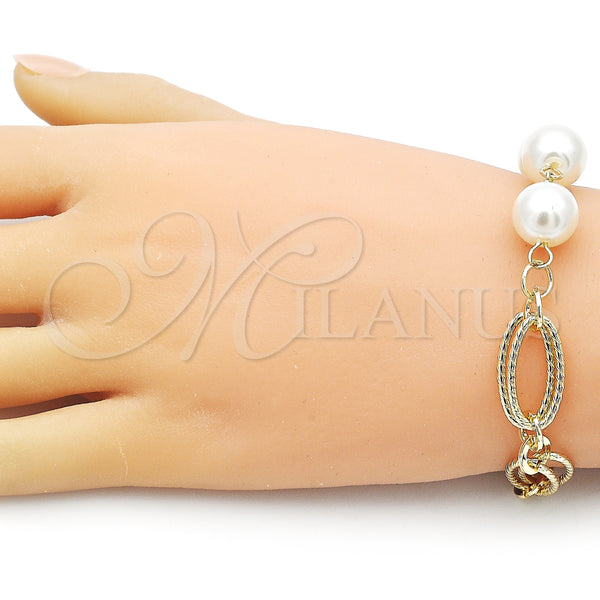 Gold Filled Bracelet — Fancy Bracelet Ball Design with Ivory Pearl Diamond — alternate product view — SKU 155947 | Oro Laminado brazalete — elegante Bracelet Ball diseño with Ivory Pearl Diamond — SKU 155947