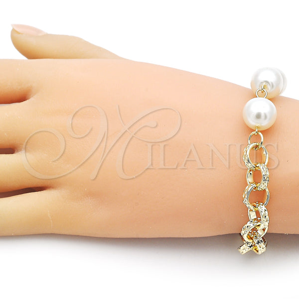 Gold Filled Bracelet — Fancy Bracelet Rolo and Ball Design with Ivory — alternate product view — SKU 155948 | Oro Laminado brazalete — elegante Bracelet Rolo and Ball diseño with Ivory — SKU 155948