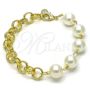 Gold Filled Bracelet — Fancy Bracelet Rolo and Ball Design with Ivory — main product view — SKU 155948 | Oro Laminado brazalete — elegante Bracelet Rolo and Ball diseño with Ivory — SKU 155948