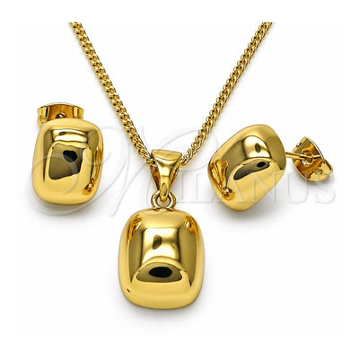 Oro Laminado Earring and Pendant Adult Set, Gold Filled Style Polished, Golden Finish, 10.342.0187