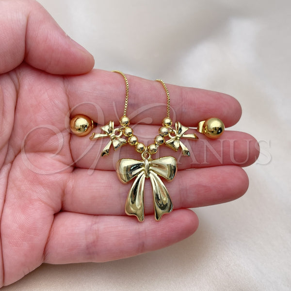 Gold Filled Ring — Necklace and Earring Bow and Ball Design Polished — alternate product view — SKU 155997 | Oro Laminado anillo — Necklace and Earring Bow and Ball diseño pulido — SKU 155997